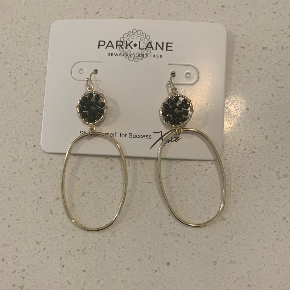 Black and gold drop earrings
